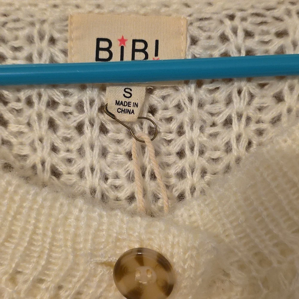 BiBi Cream Button-Accent Sweater - Picture 2 of 3